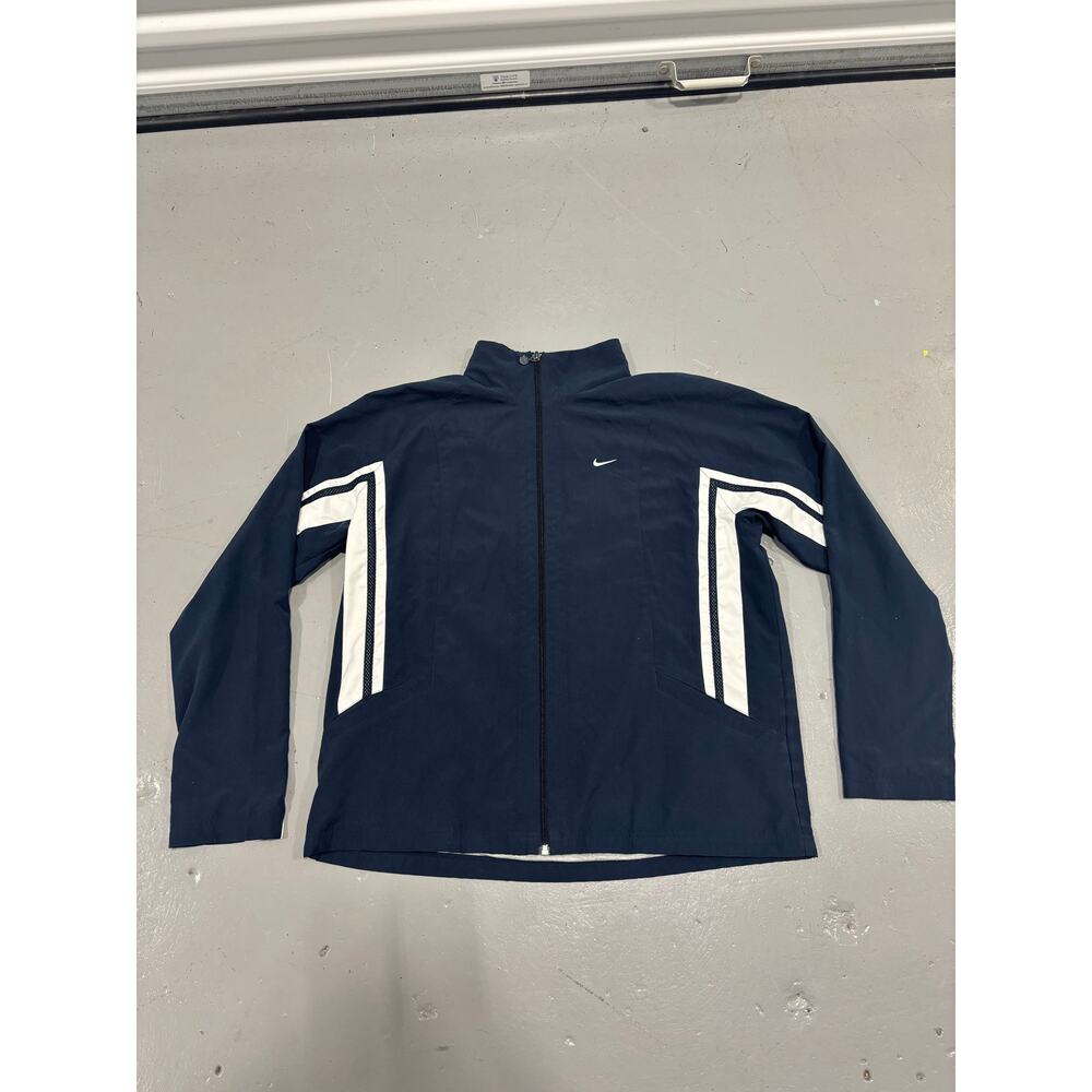 Nike Y2K Windbreaker Track Jacket Mens XL Navy Full Zip‎ Swoosh Running